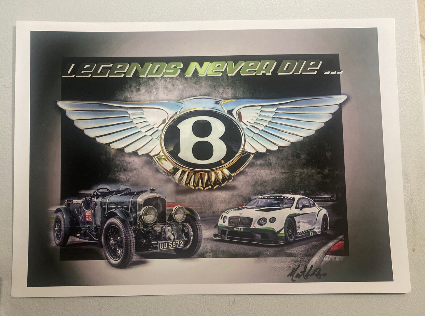 Legends Never Die Bentley Signed Print