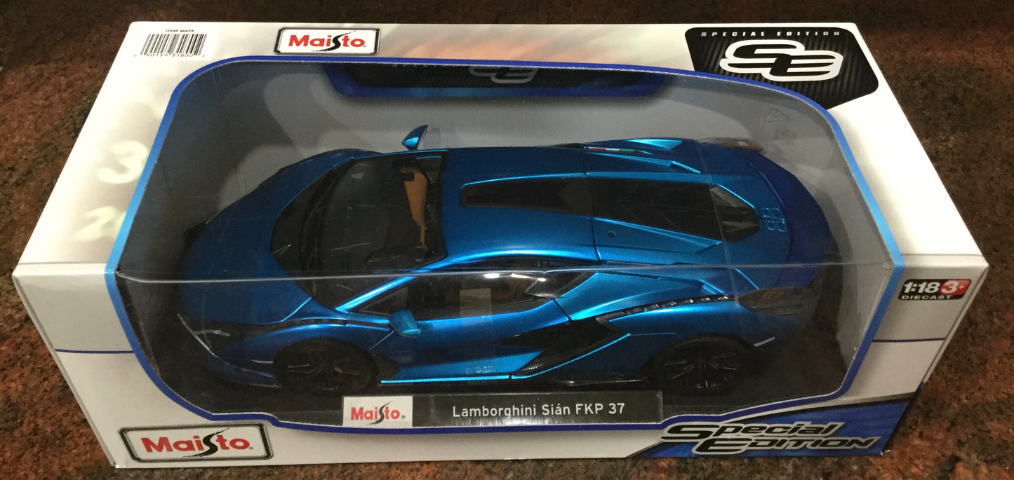 1/18 Maisto Lamborghini Sian FKP 37 in Blue