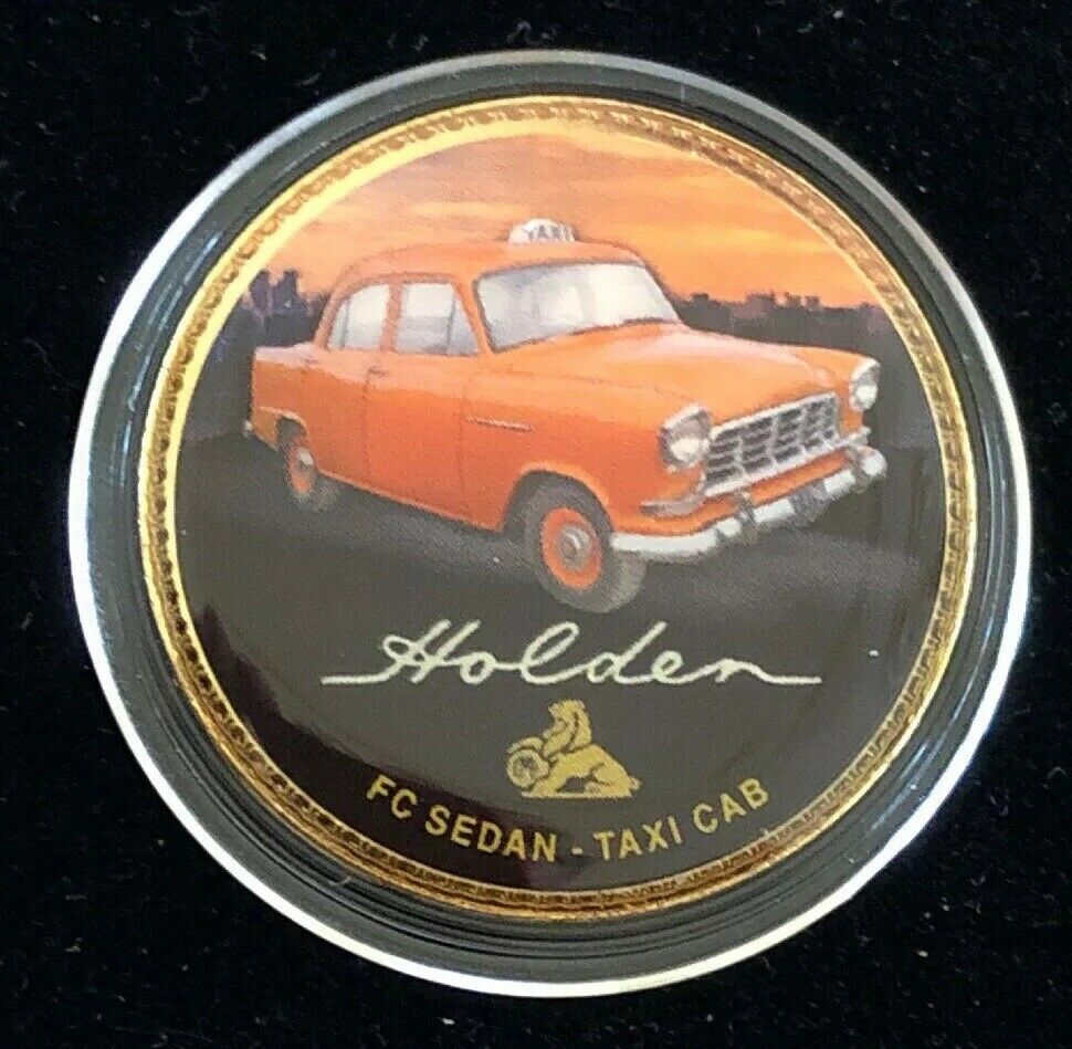 HOLDEN HERITAGE FC Sedan Taxi Cab COIN ENAMEL & 24ct GOLD PLATED PENNY