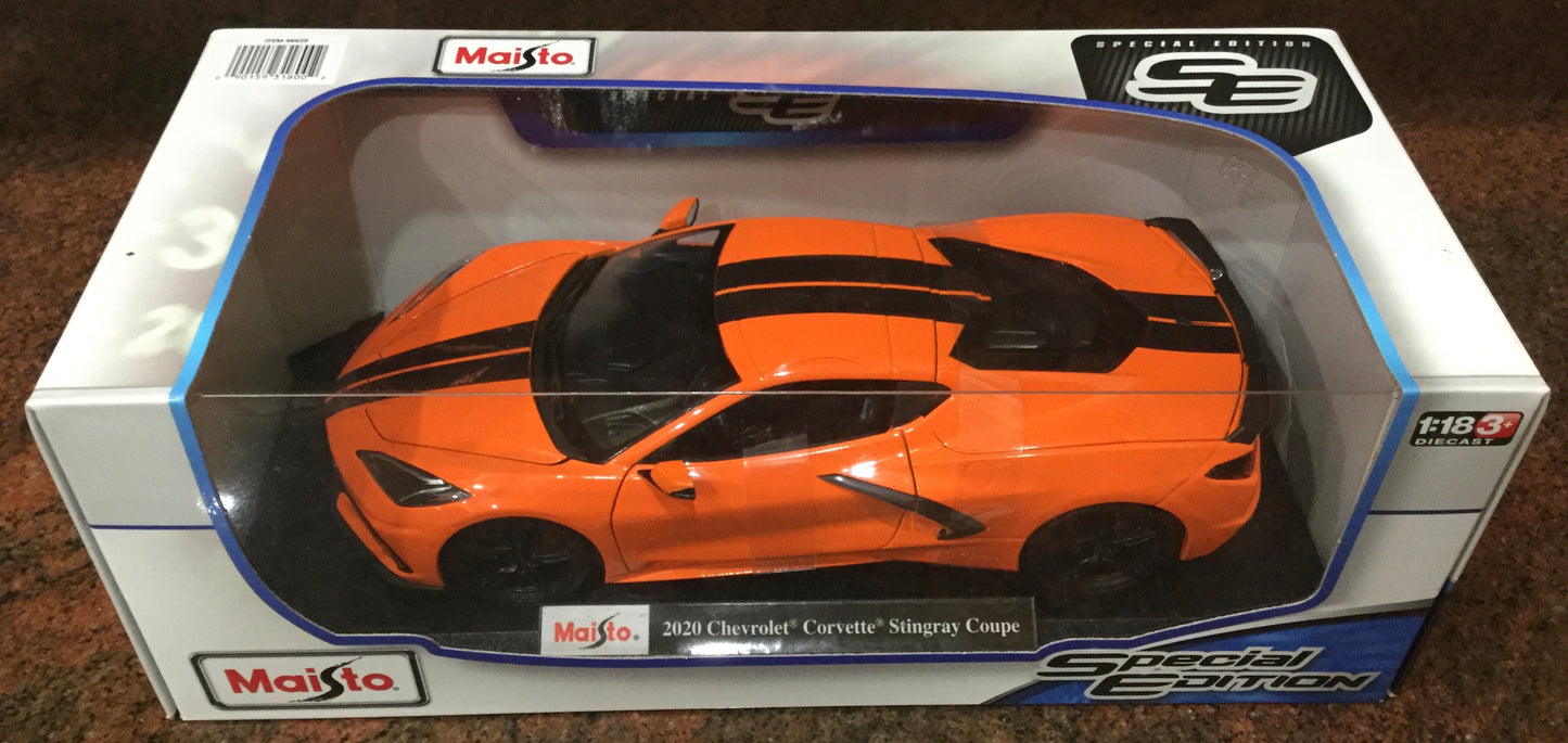 1/18 Maisto 2020 Chevrolet Corvette Stingray Coupe in Orange