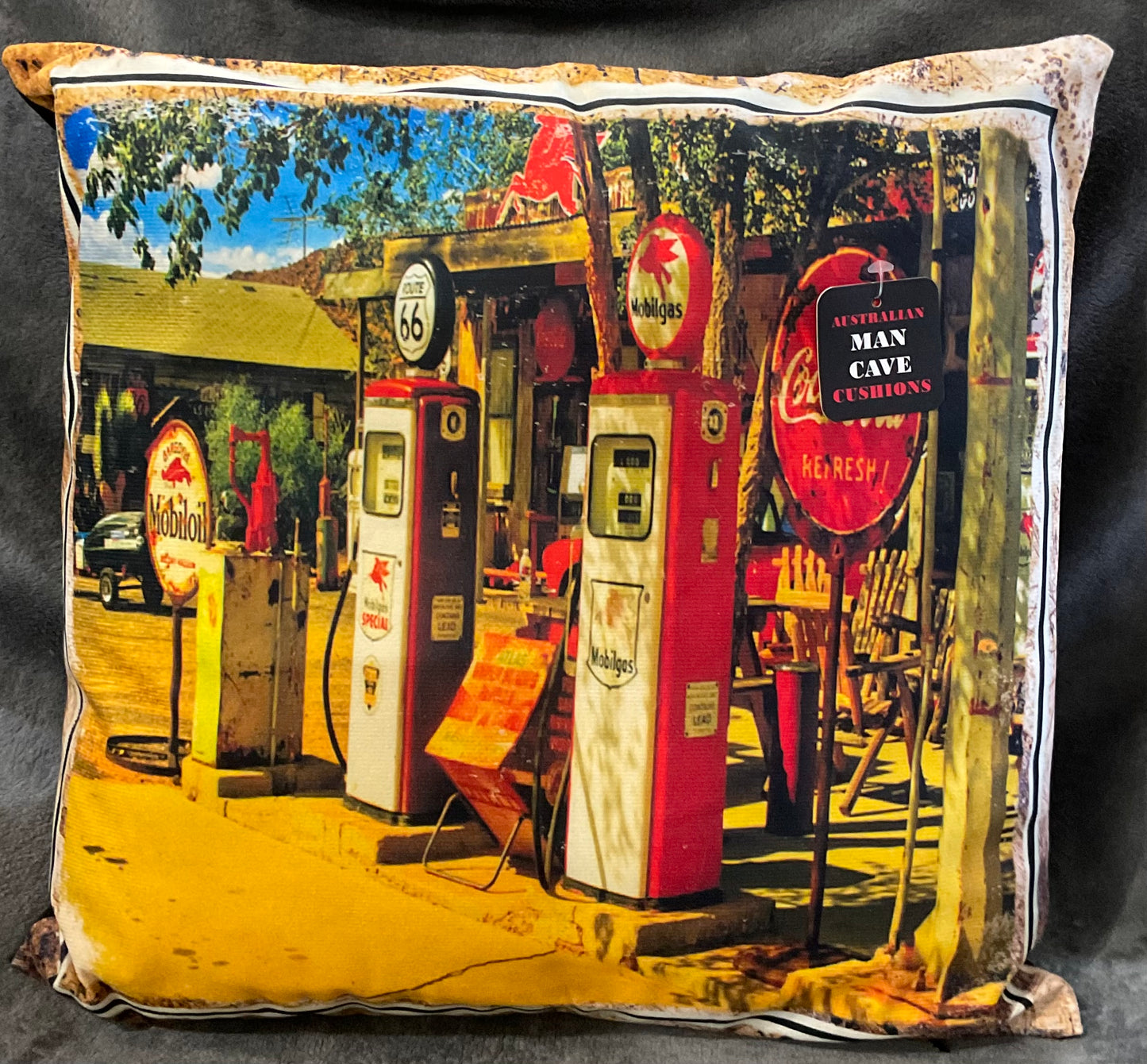 Fuel Pumps Australian Man Cave CUSHION Mancave Shed