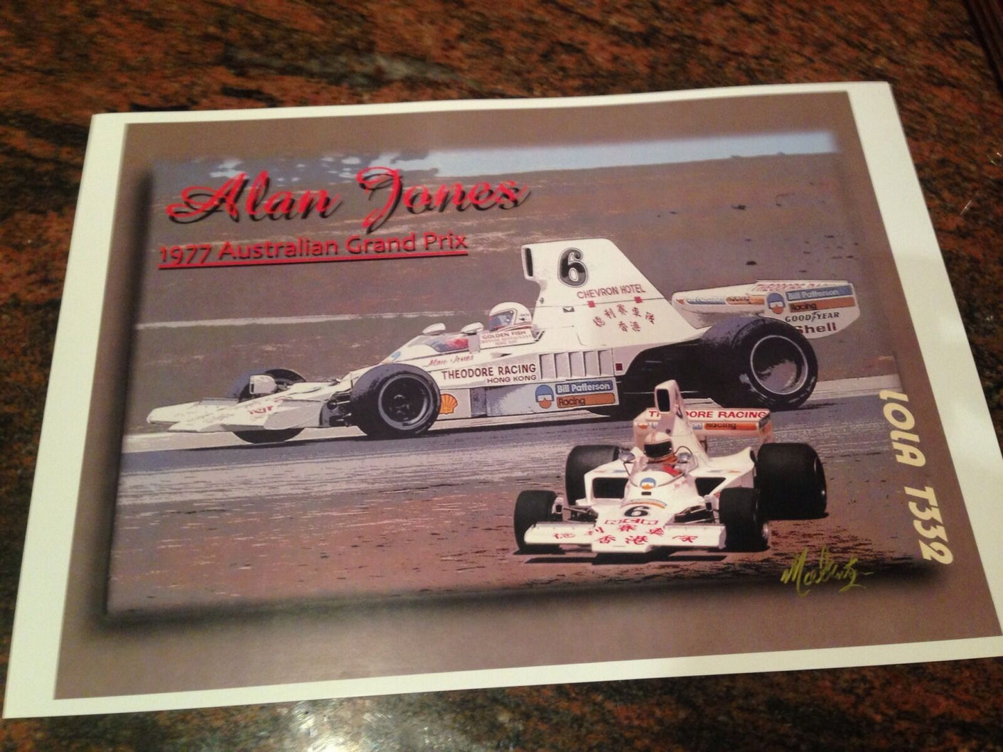 ALAN JONES 1977 Australian Grand Prix Lola T332 Signed By Artist Print