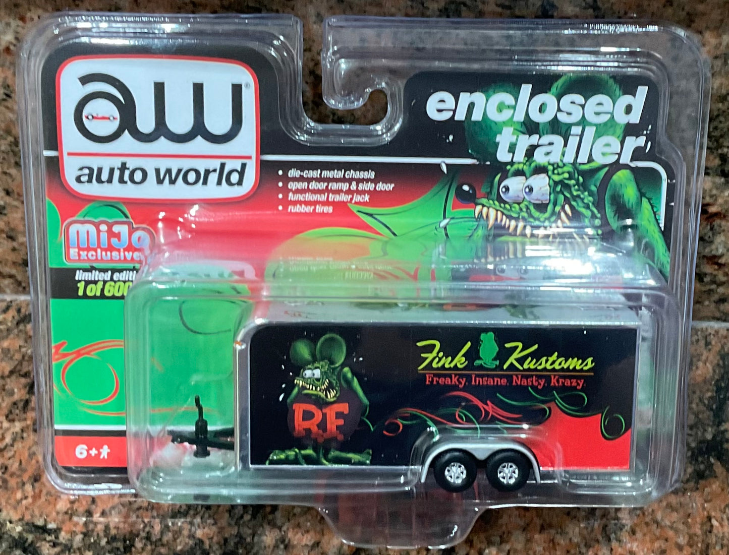 1/64 RAT FINK TRAILER DIECAST RUBBER TYRES AUTO WORLD