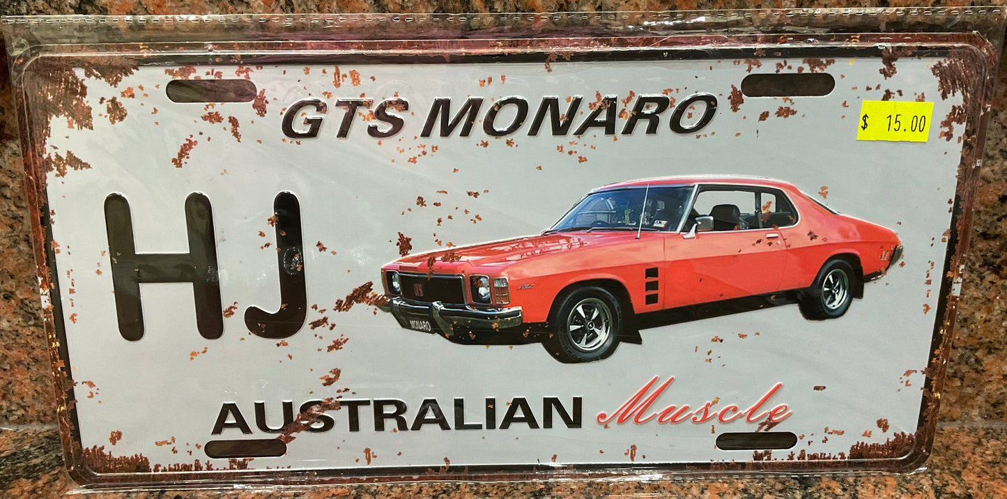 HJ GTS Monaro Novelty Number Plate