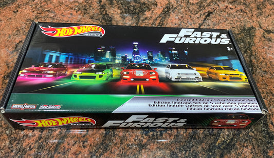 Fast and Furious Hot Wheels Original Premium Box 5 Pack Real Riders Complete Set