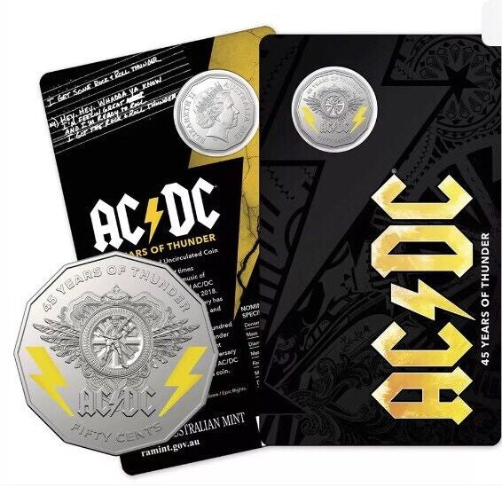 2018 AC/DC 50c Coin-45 Years of Thunder-Mint Sold Out