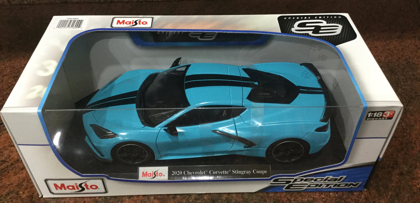 1/18 Maisto 2020 Chevrolet Corvette Stingray Coupe in Blue