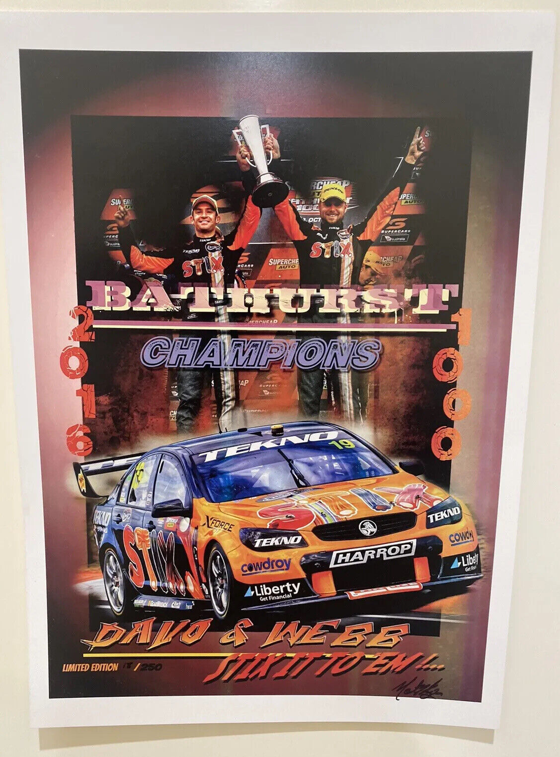 2016 BATHURST Winners Will Davison & Johnathan Web Print