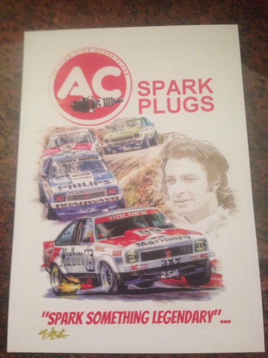 AC Spark Plugs Bathurst Winner Peter Brock Signed Print