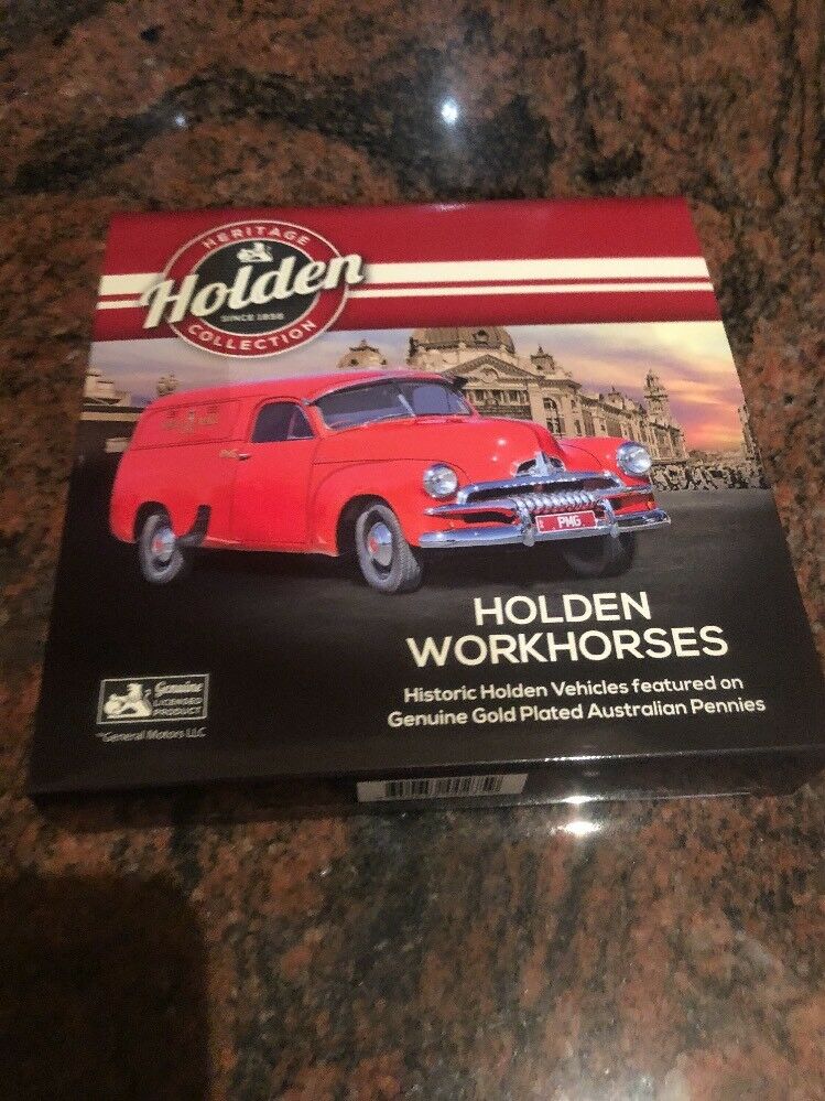 HOLDEN HERITAGE COIN SET WORKHORSES ENAMEL & 24ct GOLD PLATED PENNY COLLECTION